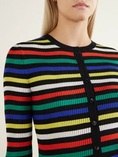 Dolce & Gabbana Ribbed Striped Silk Cardigan | Thumbnail 4 Dolce & Gabbana Ribbed Striped Silk Cardigan | Thumbnail 4