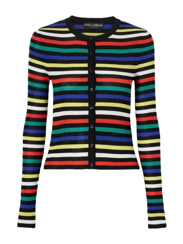 Dolce & Gabbana Ribbed Striped Silk Cardigan