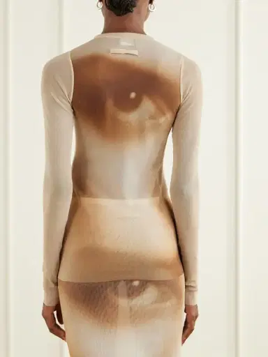 Jean Paul Gaultier Face Printed Mesh Blouse | Thumbnail 4