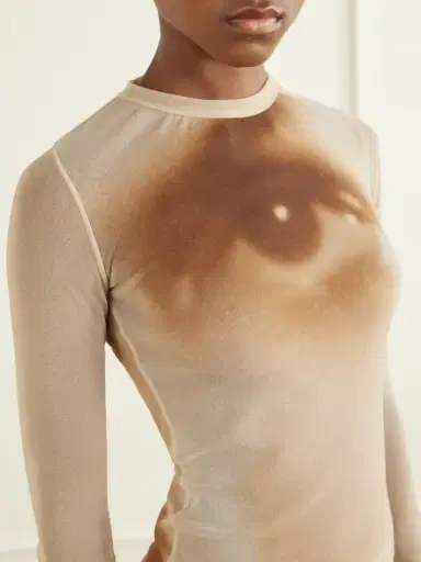 Jean Paul Gaultier Face Printed Mesh Blouse | Thumbnail 5
