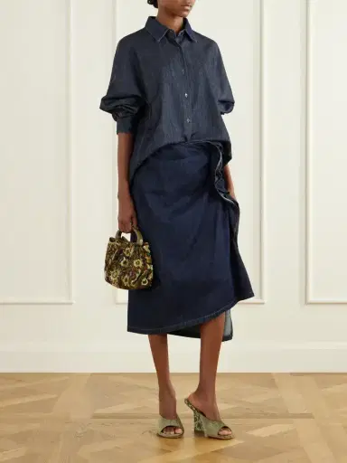 Dries Van Noten Bead-embellished Printed Leather-trimmed Velvet Shoulder Bag | Thumbnail 3