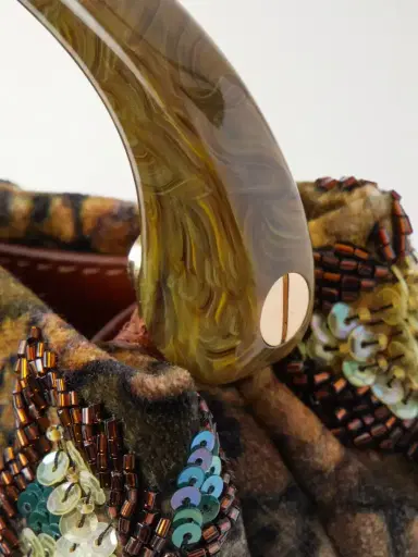 Dries Van Noten Bead-embellished Printed Leather-trimmed Velvet Shoulder Bag | Thumbnail 6