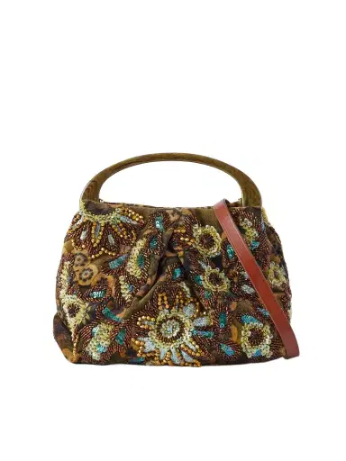 Dries Van Noten Bead-embellished Printed Leather-trimmed Velvet Shoulder Bag | Thumbnail 1