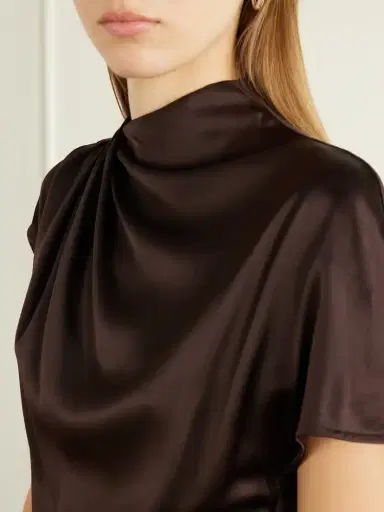 Staud Davina Gathered Silk-blend Satin Midi Dress | Thumbnail 4