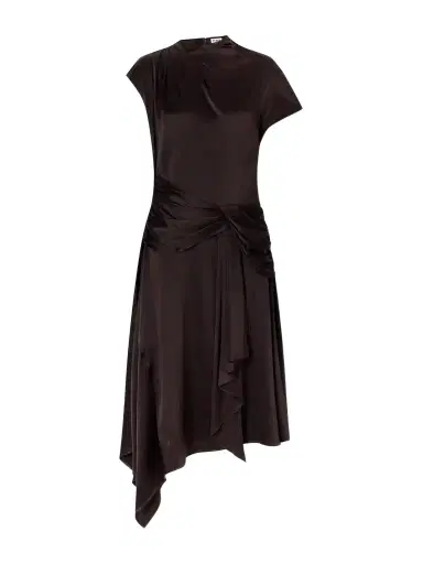 Staud Davina Gathered Silk-blend Satin Midi Dress | Thumbnail 1