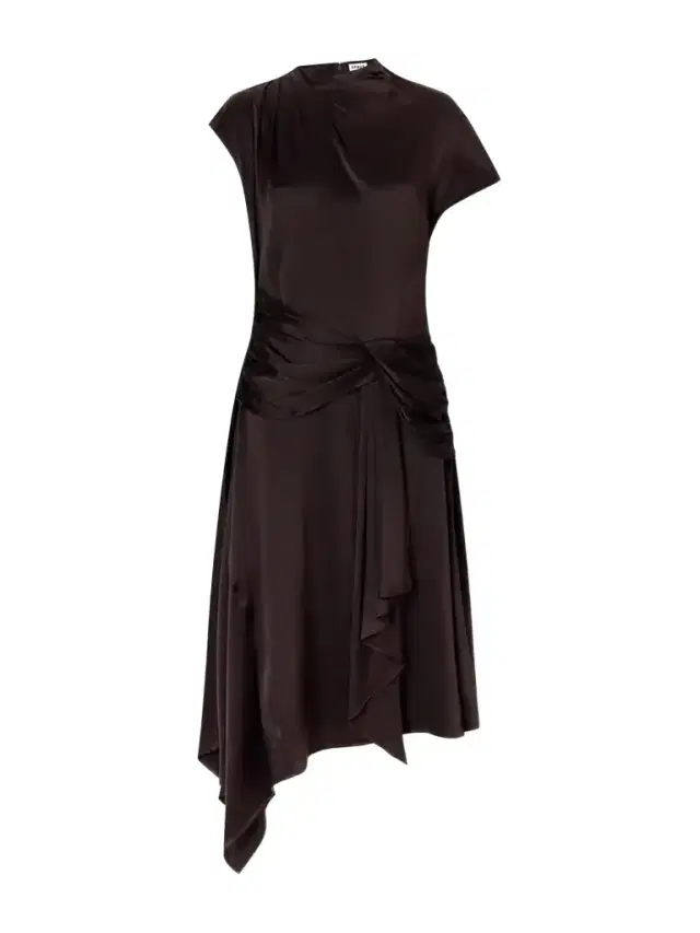 Staud Davina Gathered Silk-blend Satin Midi Dress