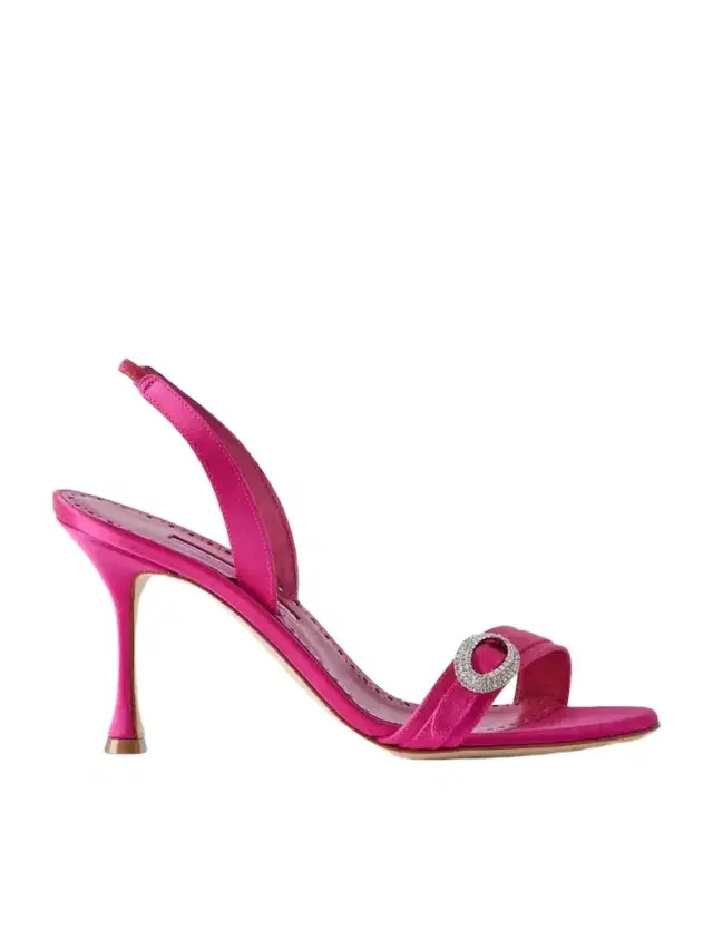 Manolo Blahnik Zutosan 90 Crystal-embellished Satin Slingback Sandals