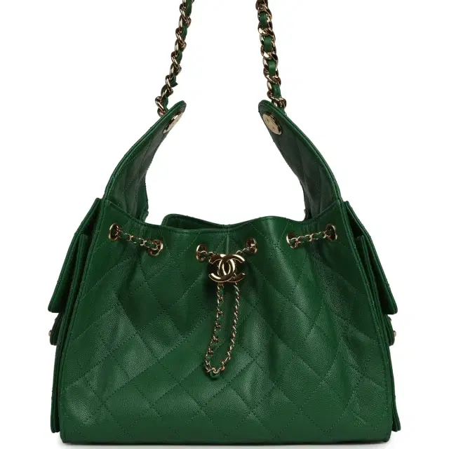 Chanel Chanel Small 25 Hobo Bag Green Caviar Gold Hardware