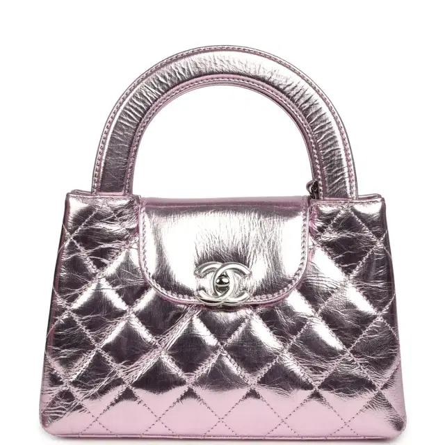Chanel Chanel Small Kelly Shopper Pink Metallic Calfskin Silver Hardware