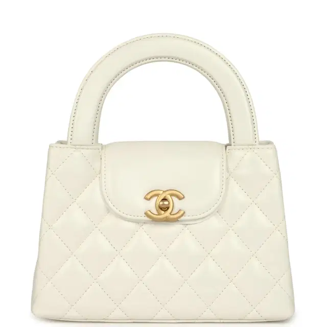 Chanel Chanel Small Kelly Shopper White Shiny Aged Calfskin Brushed Gold Hardware