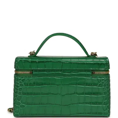 Chanel Chanel Top Handle Long Vanity Case with Chain Green Croc Embossed Calfskin Gold Hardware | Thumbnail 4 Chanel Chanel Top Handle Long Vanity Case with Chain Green Croc Embossed Calfskin Gold Hardware | Thumbnail 4