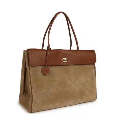 Chanel Chanel XXL "Urban Essential" Shopping Tote Dark Beige Suede, Camel Grained Calfskin Gold Hardware | Thumbnail 2