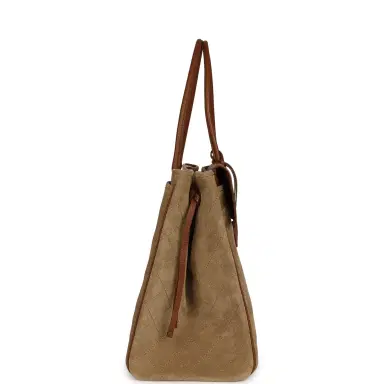 Chanel Chanel XXL "Urban Essential" Shopping Tote Dark Beige Suede, Camel Grained Calfskin Gold Hardware | Thumbnail 3