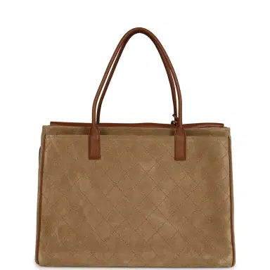 Chanel Chanel XXL "Urban Essential" Shopping Tote Dark Beige Suede, Camel Grained Calfskin Gold Hardware | Thumbnail 4