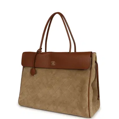 Chanel Chanel XXL "Urban Essential" Shopping Tote Dark Beige Suede, Camel Grained Calfskin Gold Hardware | Thumbnail 5