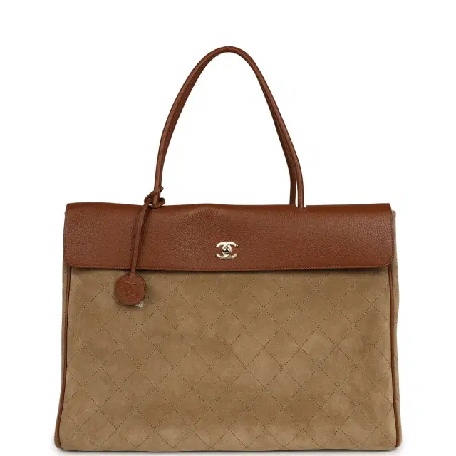 Chanel Chanel XXL "Urban Essential" Shopping Tote Dark Beige Suede, Camel Grained Calfskin Gold Hardware