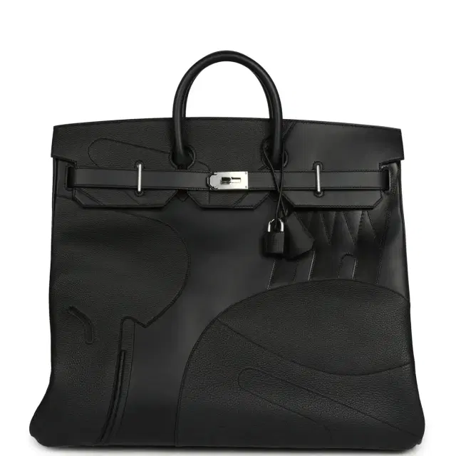 HERMÈS Hermes "En Selle" Birkin HAC 50 Black Togo, Sombrero, Box Palladium Hardware
