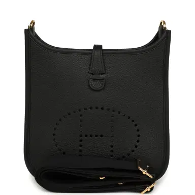 HERMÈS Hermes Evelyne 23 Black Clemence Gold Hardware | Thumbnail 1 HERMÈS Hermes Evelyne 23 Black Clemence Gold Hardware | Thumbnail 1