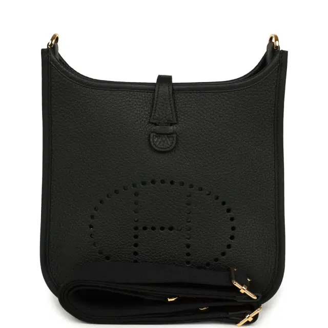 HERMÈS Hermes Evelyne 23 Black Clemence Gold Hardware