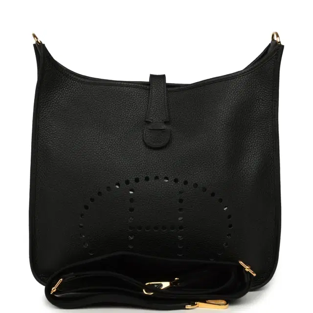 HERMÈS Hermes Evelyne III GM Black Clemence Gold Hardware