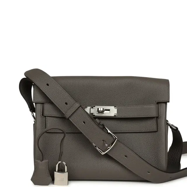HERMÈS Hermes Kelly Messenger PM Etain Togo Palladium Hardware