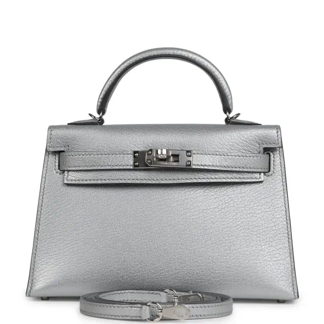 HERMÈS Hermes Kelly Sellier 20 Argent Chevre Chamkilight Palladium Hardware