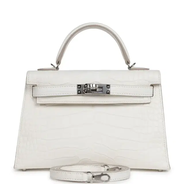 HERMÈS Hermes Kelly Sellier 20 Creme Chantilly Matte Alligator Palladium Hardware