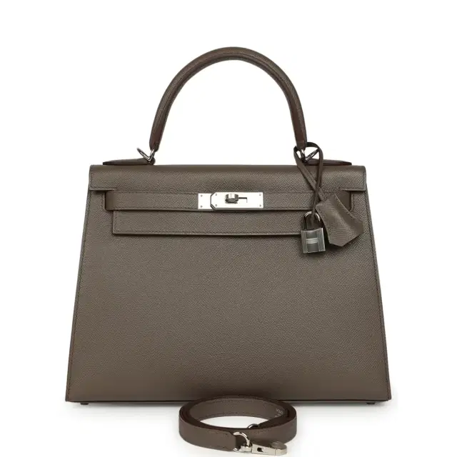 HERMÈS Hermes Kelly Sellier 28 Etain Epsom Palladium Hardware