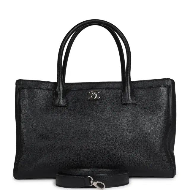 Chanel Pre-owned Chanel Large Executive Cerf Tote Bag Black Grained Calfskin Silver Hardware