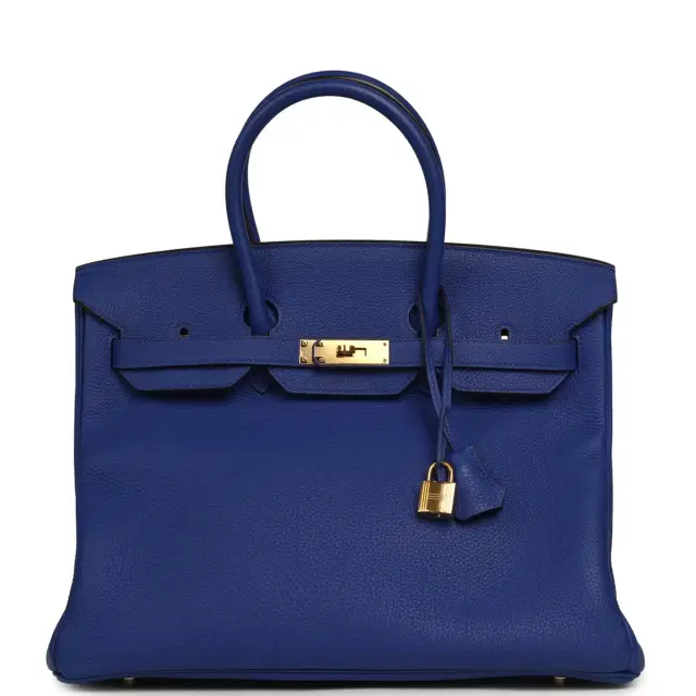 HERMÈS Pre-owned Hermes Birkin 35 Bleu Royal Togo Gold Hardware