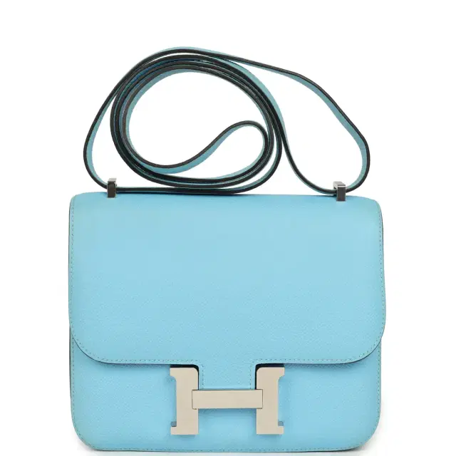 HERMÈS Pre-owned Hermes Constance 18 Celeste Epsom Palladium Hardware