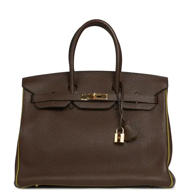 HERMÈS Pre-owned Hermes Special Order (HSS) Birkin 35 Chocolat Verso Togo Gold Hardware