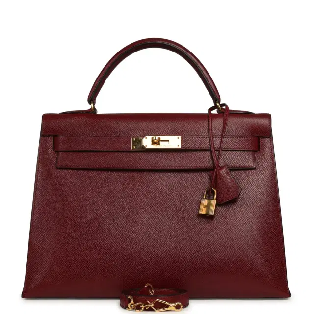 HERMÈS Vintage Hermes Kelly Sellier 32 Rouge H Courcheval Gold Hardware