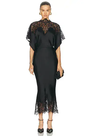 Norma Kamali Reverse Obie Midcalf Dress With Lace