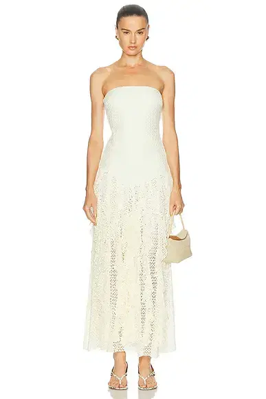 PatBo Ayla Fringe Strapless Maxi Dress