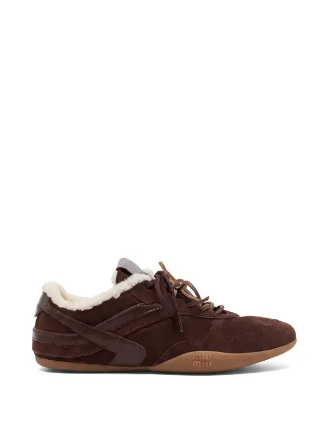 Miu Miu Shearling-Lined Suede Gymnasium Sneakers