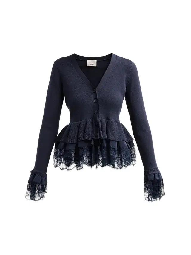 Cinq à Sept Women's Dolly Ruffled Lace-Trimmed Peplum Cardigan - Navy