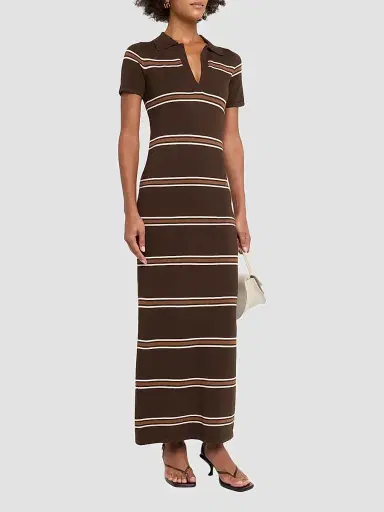 SEROYA Women's Sam Stripe Polo Maxi Dress | Thumbnail 4