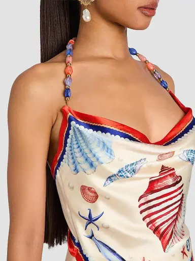 Retrofête Women's Creta Beaded Halter Mini Dress | Thumbnail 6