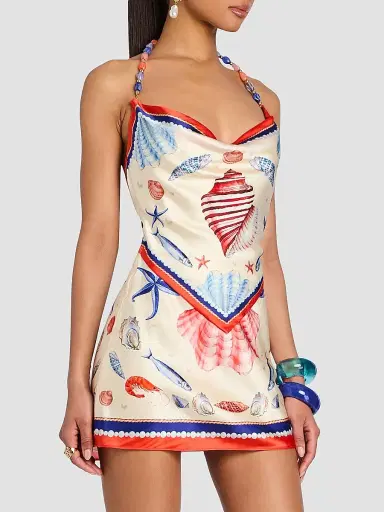 Retrofête Women's Creta Beaded Halter Mini Dress | Thumbnail 7