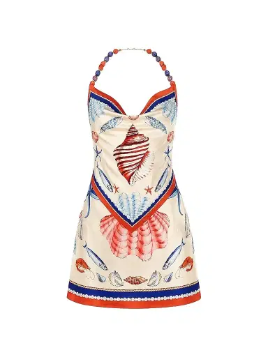 Retrofête Women's Creta Beaded Halter Mini Dress | Thumbnail 1