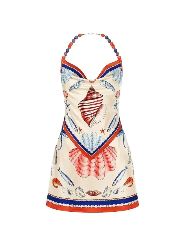 Retrofête Women's Creta Beaded Halter Mini Dress