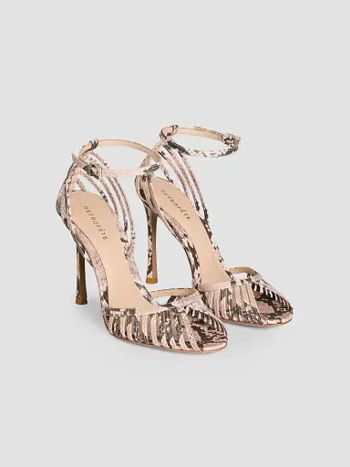 Retrofête Women's Analu Python-Embossed Leather Heel Sandals | Thumbnail 2 Retrofête Women's Analu Python-Embossed Leather Heel Sandals | Thumbnail 2