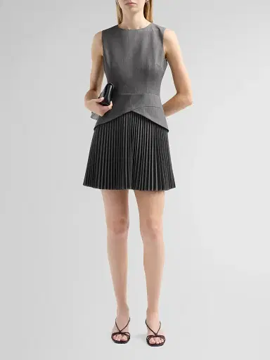 Milly Women's Haddy Two-Tone Layred Mini Dress - Grey | Thumbnail 2