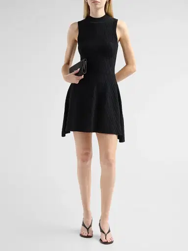 Milly Women's Riley Diamond-Knit Mini Dress - Black | Thumbnail 2