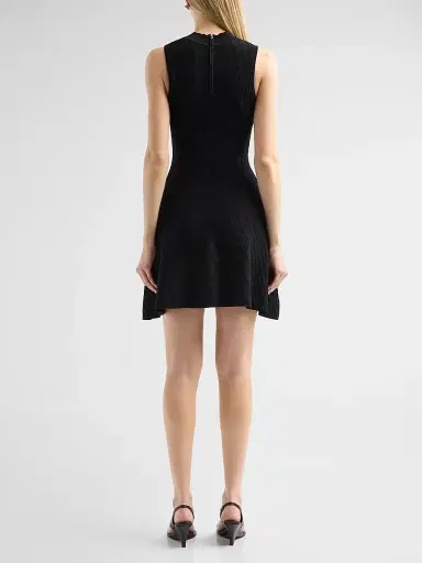 Milly Women's Riley Diamond-Knit Mini Dress - Black | Thumbnail 3
