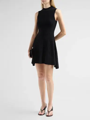 Milly Women's Riley Diamond-Knit Mini Dress - Black | Thumbnail 4