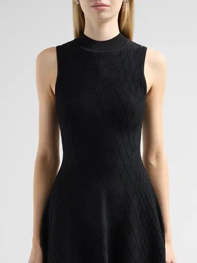 Milly Women's Riley Diamond-Knit Mini Dress - Black | Thumbnail 5