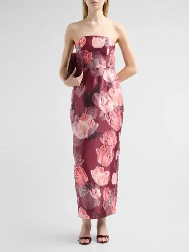 Milly Women's Orion Tulip Brocade Dress - Red Multi | Thumbnail 2
