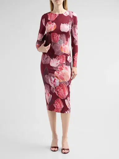 Milly Women's Abbygail Floral Midi Dress - Red Multi | Thumbnail 2